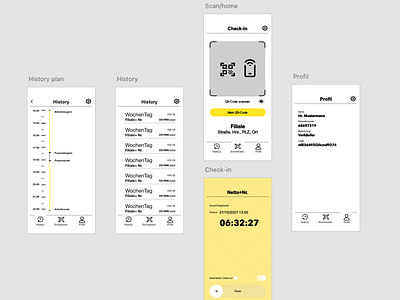 working time clock app design minimalist mobile ui ux work