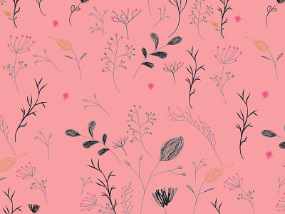Plants full print pattern design fashiondesigner forest fullprint fullprintdesign illustration natural pattern pink print print design surfacepatterndesign textildesigner textile textiledesign