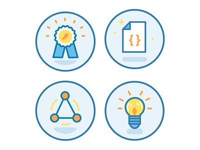 Icons circles code connect connection icons ideas illustration lightbulbs ribbon spiceworks vector