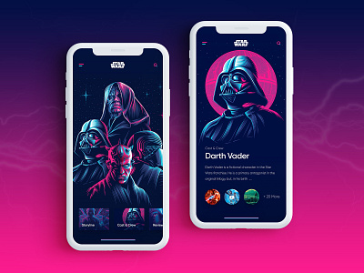 Star Wars Mobile App app app design application clean color creative design flat illustration minimal ui uidesign uiux uxdesign vector