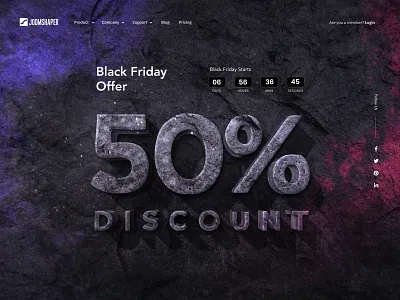 Black Friday Landing blackfriday brand color creative design discount hero banner joomshaper landingpage minimal offer ui uidesign uiux website