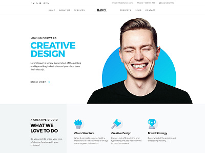 Hance blue clean minimal template website