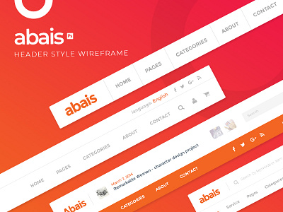 Abais - Header style wireframe color head header hero style ui website wireframe