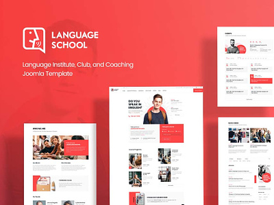 Language Institute, Club, and Coaching Joomla Template clean club collage creative design e learning education joomla joomla template joomshaper language learn learning lms red school student study teacher university