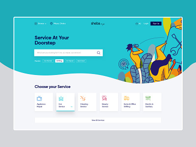 sheba.xyz Redesign Concept agency agency website character clean creative creative design design flat hero illustraion minimal service ui uiux website