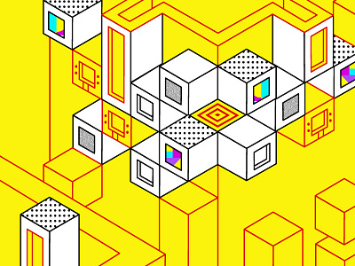 cube 2.0 2d 3d abstract cube design illustration illustrator isometric minimal modern simple tech tv vector