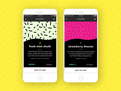 Ice Cream App Concept app concept color flat ios memphis pattern pattern product detail ui