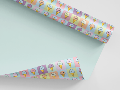 Ice Cream Gift Wrap branding cute gift wrap illustration pastels pattern visual visual design wrapping paper