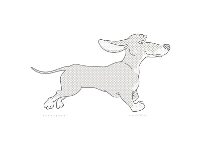 Halftone Sausage dachshund halftone illustration mono line preloader vector