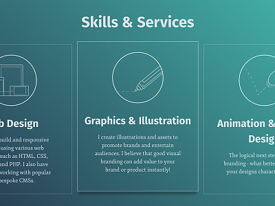 Skills & Services website section css gradient illustration website