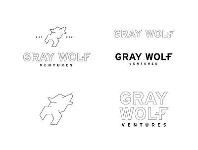 Gray Wolf Logo Variations branding design graphic design gray logo logo design logos man manly mechanic repair shop tools typography wolf work wrench