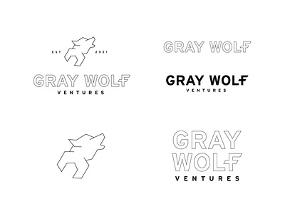 Gray Wolf Logo Variations branding design graphic design gray logo logo design logos man manly mechanic repair shop tools typography wolf work wrench