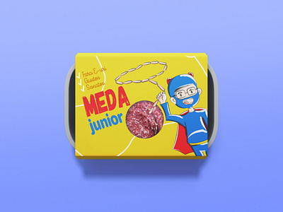 Meda Junior foodpack cartoon childish costume food pack meat packaging product design supermen