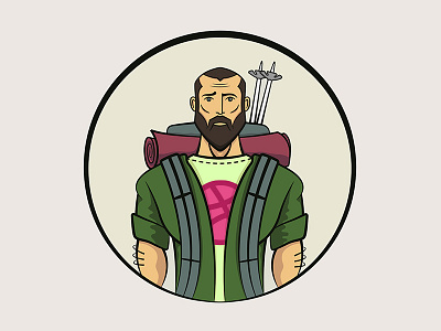 Dribbble stamp of approval avatar backpack beardy debut debut shot explorer first shot hiking mountaineer profile shot