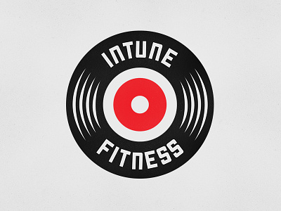 InTune Fitness Sports logo design bold brand fitness logo concept logo design record red and black tune weights workout