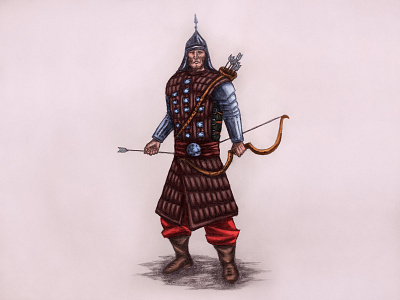 Character design for an upcoming RPG game archer armour arrows characterdesign colorful game design medieval pencil drawing war watercolor