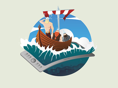 Design Invaders bezier curves boat character design colorful concept art drawing tablet fishes illustration pentool sea sky storm video vikings vintage wacom