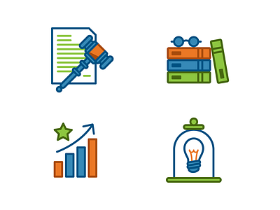 TCSC Key Impact Icons books chart design education icon illustration lightbulb pictogram policy vector