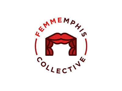 Femmemphis Logo curtains drama icon illustration lips logo performance pictogram theater theatre women womyn