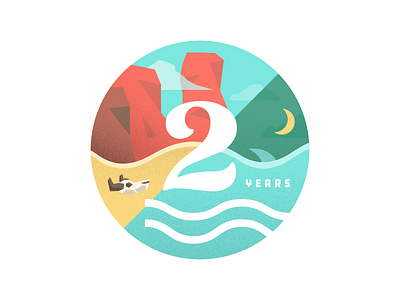 Year 2 2 years anniversary badge canyons freelance ocean years