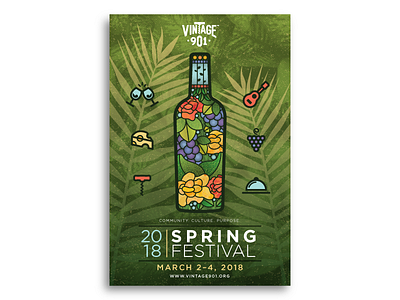 Vintage901 Spring Festival festival memphis peonies poster spring stained glass texture wine wine bottle