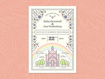 Wedding Invites design floral flowers gay illustration invitation invite marriage wedding wedding invitation