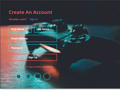 Gaming Site Sign Up Page branding design ui web