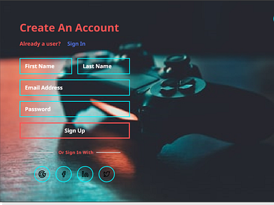 Gaming Site Sign Up Page