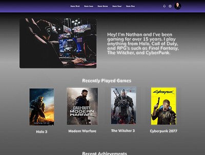 Gaming User Profile branding design graphic design typography ui ux web