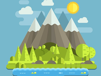 Mountain Landscape Flat Design design graphic design illustration ux vector