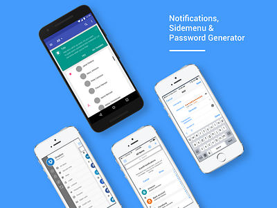 Enpass android ios material menu navigation notifications password generator side menu ui