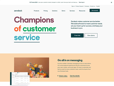 Zendesk Homepage February 2021 branding customer service graphic design typography web design