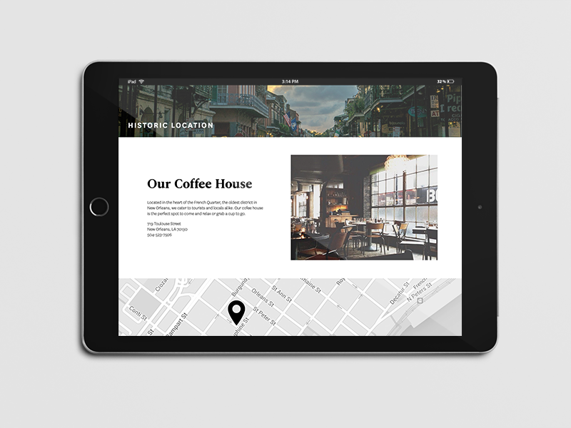 Brew Coffee House graphic design typography branding identity ipad web website ui coffee