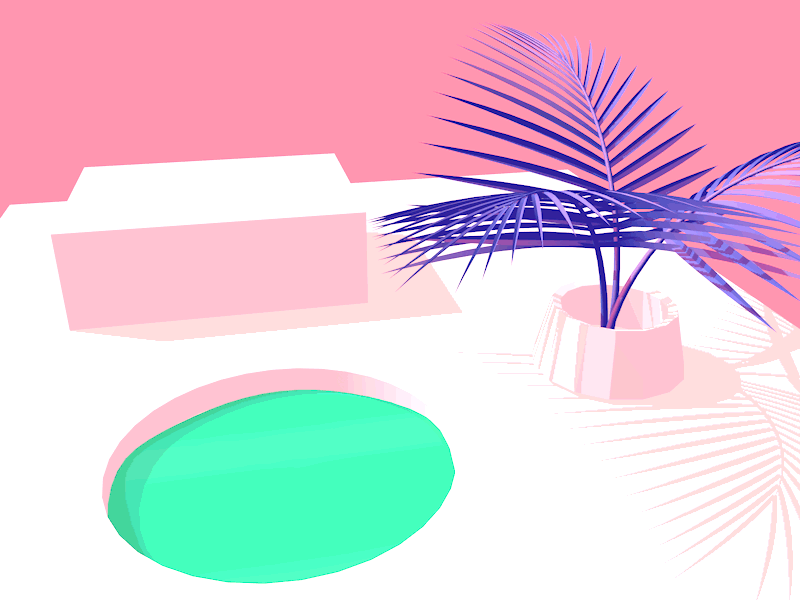 Pink Weekend 3d ae c4d geometry after effects cinema 4d light palm plant wind