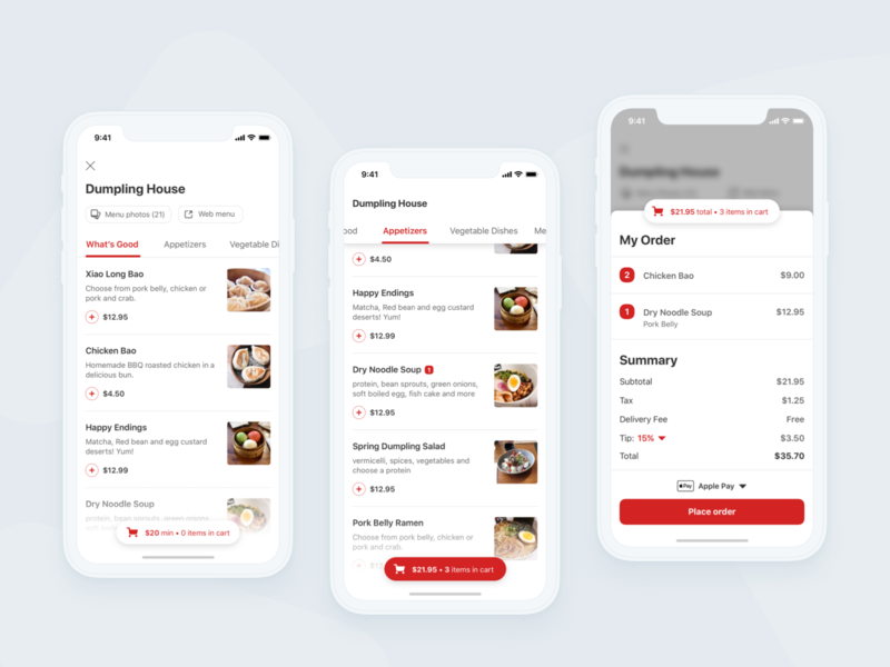 More delivery explorations! 🥡 apple pay cart checkout delivery design ios menu mobile order product design sketch ui uxd yelp
