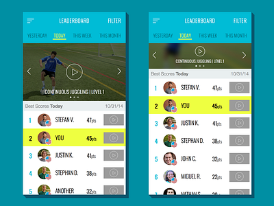 Sportsy Leaderboard iOS Mockups