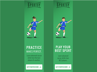 Sportsy Soccer Banner Ad Ideas banner ad boy girl illustration soccer sportsy vector