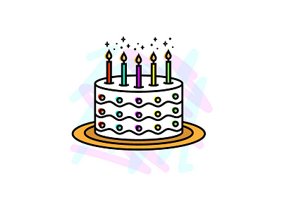 Birthday Cake Line Illustration birthday birthday cake cake candles fun illustration line