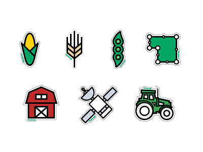 FarmLogs Die Cut Stickers barn corn farm farmlogs icons satellite soybeans stickermule stickers tractor wheat