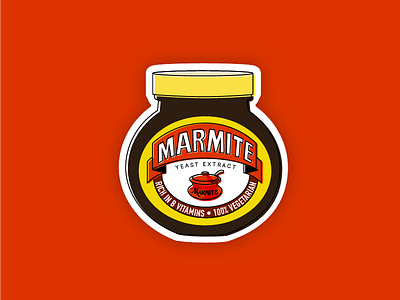 UK Sticker Design: Marmite british england illustration marmite orange playoff sticker sticker design stickermule uk united kingdom yellow