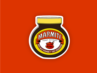 UK Sticker Design: Marmite british england illustration marmite orange playoff sticker sticker design stickermule uk united kingdom yellow