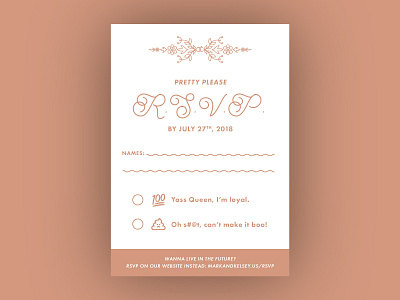 Sarcastic RSVP emojis invitation rose gold rsvp sarcastic wedding