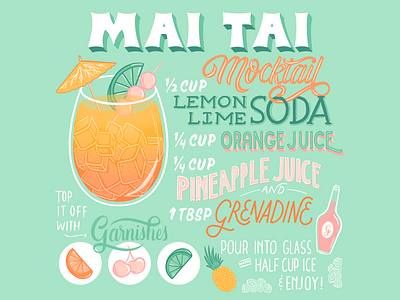 Mai Tai Mocktail calligraphy cocktail design doodle editorial editorial art editorial design editorial layout illustration illustrator lettering lettering art lettering artist mocktail procreate typography