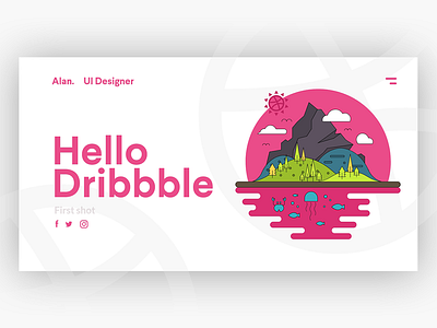 Hello Dribbble! design dribble flat illustration shot ui vector web xd