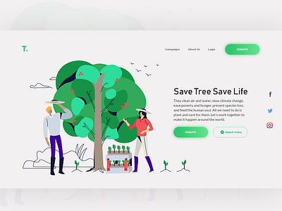 Save Trees Landing Page design flat illustration ui web
