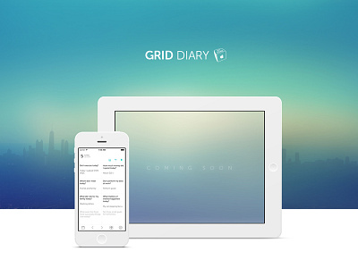 New Grid Diary Website Draft app blue diary flat homepage icon illustration ipad iphone ui ux website