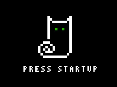 PressStartup Logo bit branding cat dark game goast icon logo pixelart pixels snail start