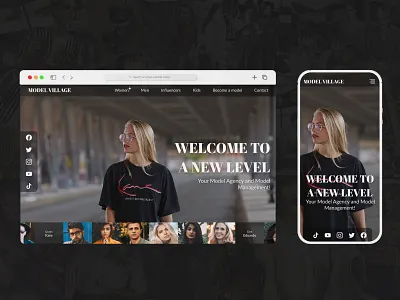 Model Agency Website Concept agency dark mode fashion fashion week figma homepage landing page model agency model website portfolio responsive trends ui video videography vogue web web design