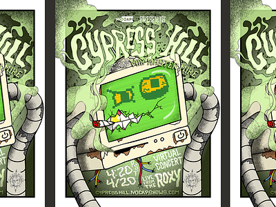 Cypress Hill 4/20 Poster apparel cannabis character design character design illustration clothing design computer gigposter handlettering hip hop merch web ad weed