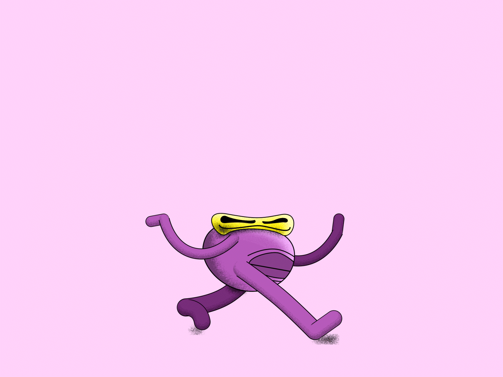 Happy alien character design gif gif animated happy illustraion purple rubberhose sci fi smile squash and stretch walk cycle yellow